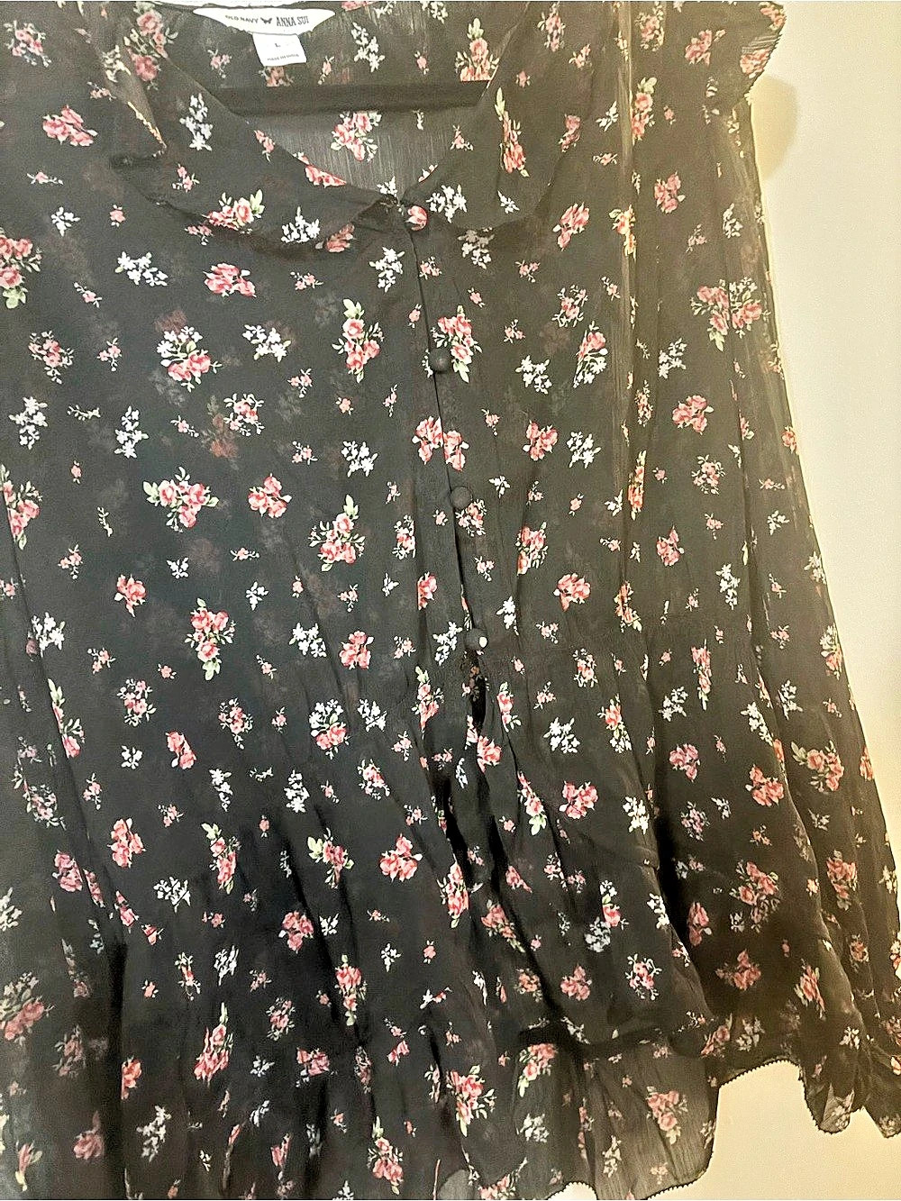 Old Navy x Anna Sui Floral Mini Dress in Black & Pink